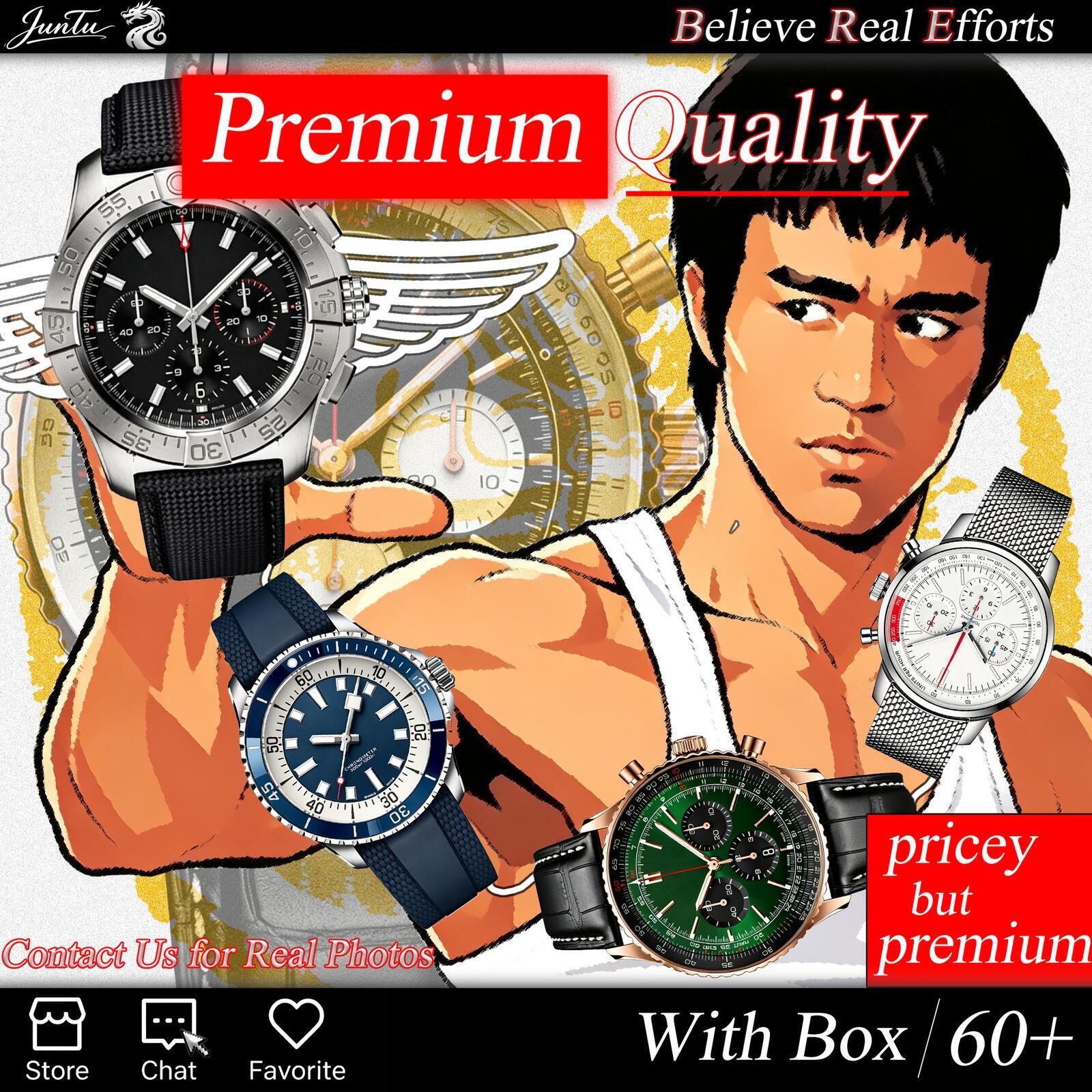 2027 New Mens Automatic/quartz Chronograph Watch Bretlingwatch Sapphire Crystal Glass Stainless Steel/leather/rubber Strap Free Shipping With Gift B