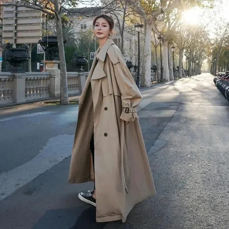 Long Sleeve Trench Coat For Women 2026 Fashion Loose Office Lady Long Outerwears Jacket Coats Female Clothing 260916