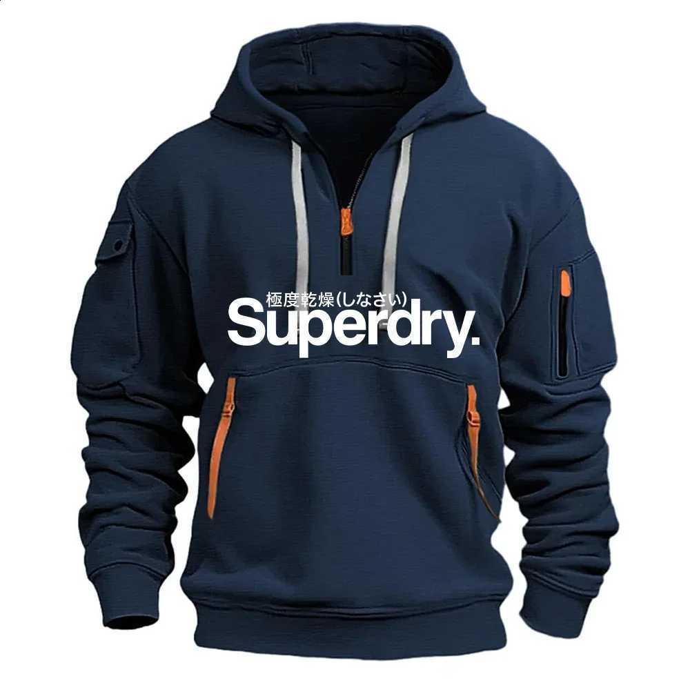 Sweatshirt Trendy Hooded Men's Casual New Style autumn and win Outdoor Fashionable Half-Zip Sports Men's Jogging Pullover Shirt D2609151