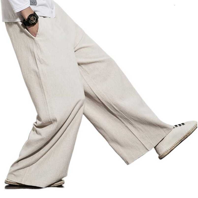 Hip Plus Size 2026 Autumn Hop wide leg Pants Men Casual Loose Trousers big size cotton linen pants Joggers M-6XL 7XL Sweatpants D260916