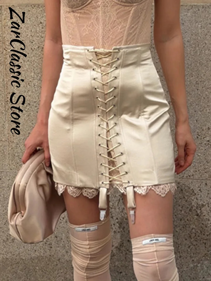 Sexy Women's Skirt With Lace Summer Satin Solid Slim Y2k Mini Skirts Lady Fashion Street Evening Party Beachwear 2026 260916