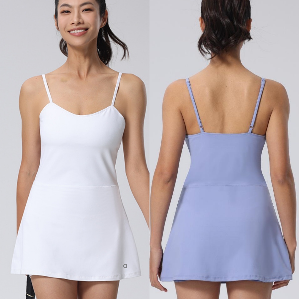 A2877 Jupe courte de sport d'été sans soutien-gorge pour femmes pour le yoga et la course Robe de tennis en plein air polyvalente pour femmes Com