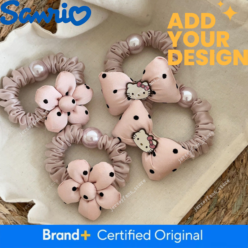 2026 New Korean-Style Polka Dot Scrunchie Hello Kitty Bow Tie High Elasticity Does Not Damage Hair Band 2a
