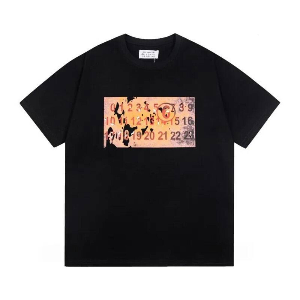 Margelias Shirts Designer Tshirt Luxury Brand Mm6 Graphic Tee High Quality Letter Print Digital Pattern Round Neck Streetwear Margelliashirt Short S