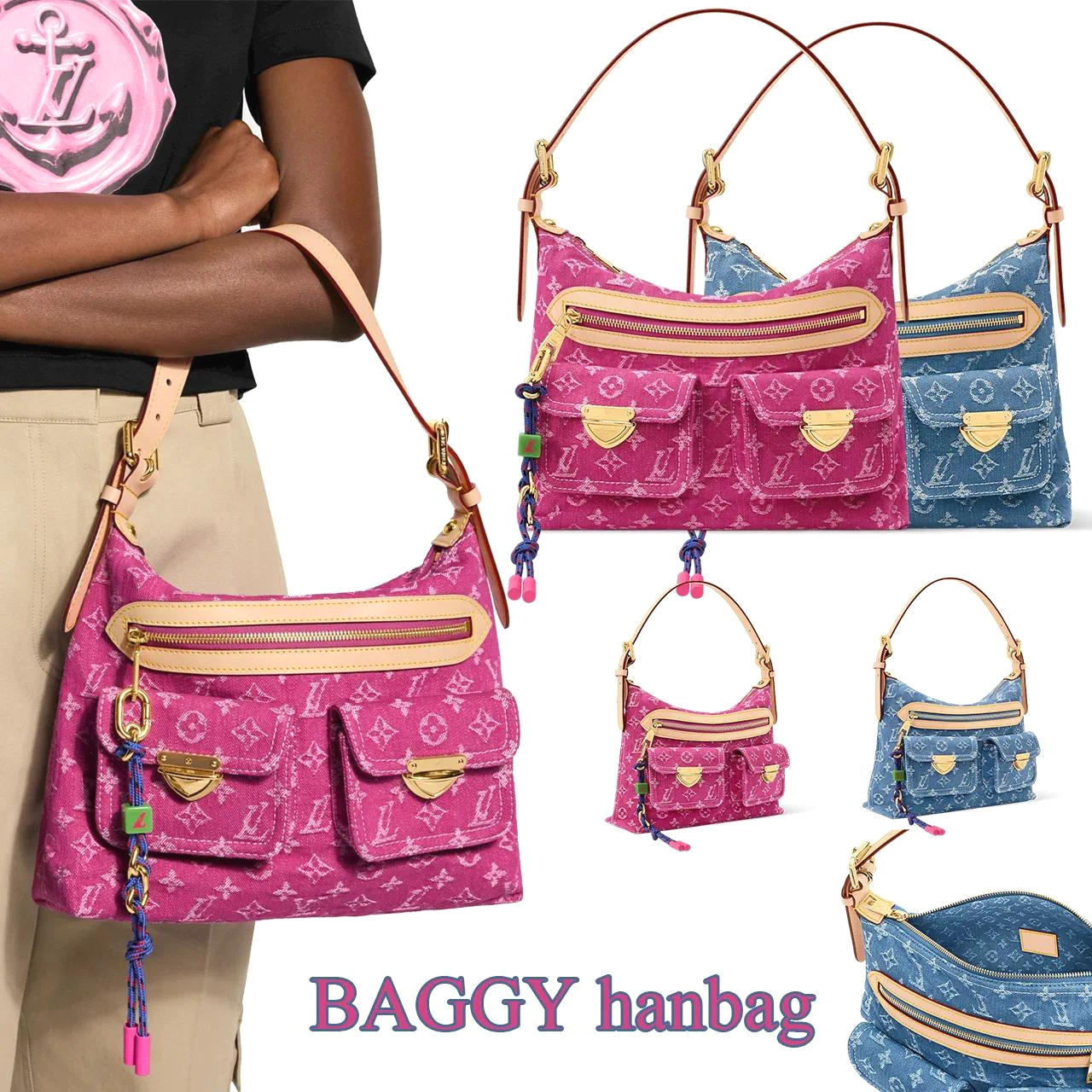 New 2026 Designer bag Fashion Denim Baggy Shoulder Bag Women Large Capacity Monogram Empreinte Jeans Fabric Crossbody Bag Casual Tote Handbag Design