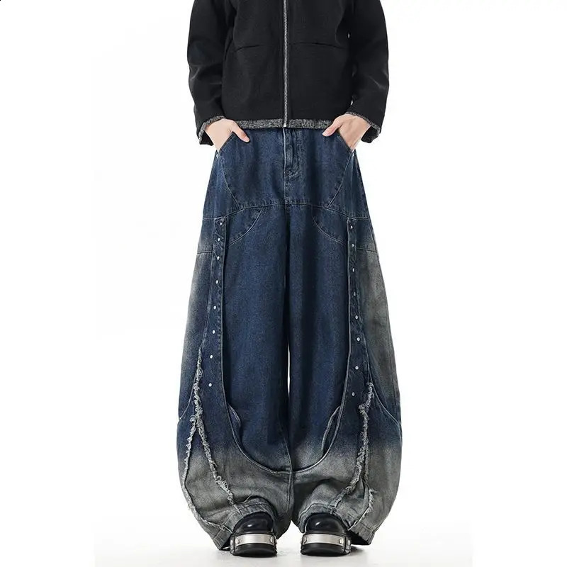 Men's Gradient n Wide Legs Jeans Sweatpants Spring Bottom Young Boy Casual Pants Male High Waist Y2k Cool Trousers 260916