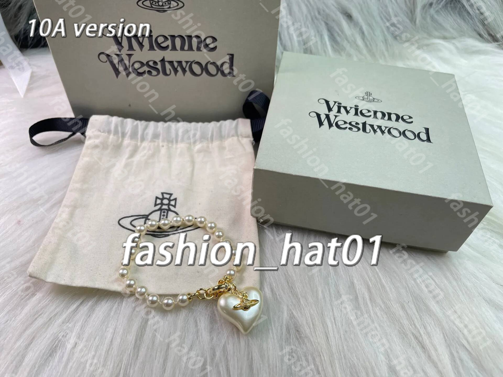 Designer Vivienes Empress Dowagers Viviane Bracelet Heart shaped Pearl Womens Micro and Style Fashion Versatile Light Luxury High Version 074