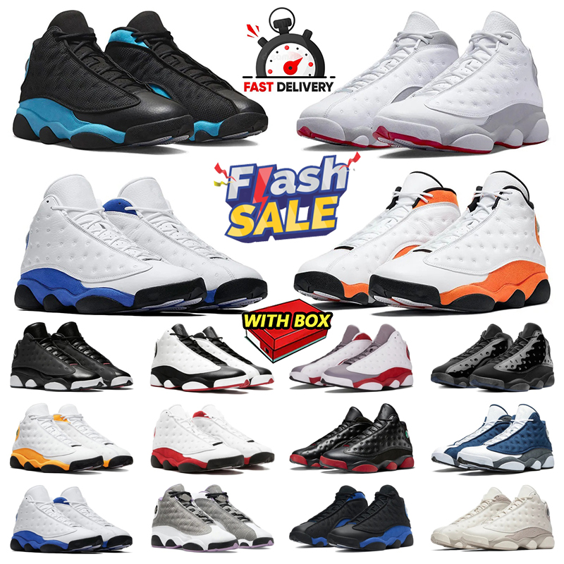 With Box 13 Mens Basketball Shoes 13s Chicago Flint Red Black Cat Playoffs Del Sol Wheat Court Purple Ray Allen Obsidian Sneakers 40-47