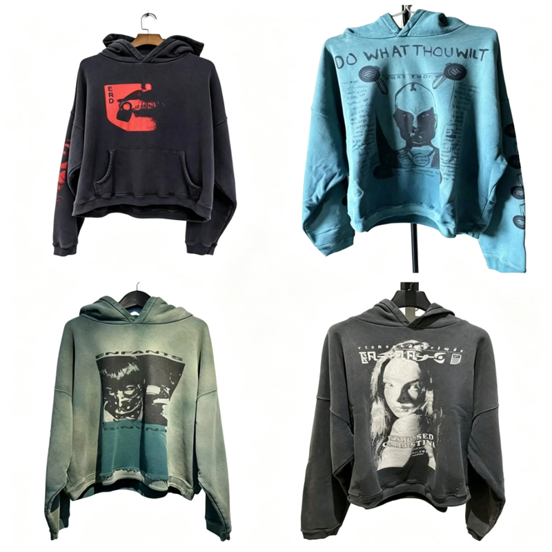 Vintage Washed Distressed Graphic Hoodie | Oversized Streetwear Pullover
