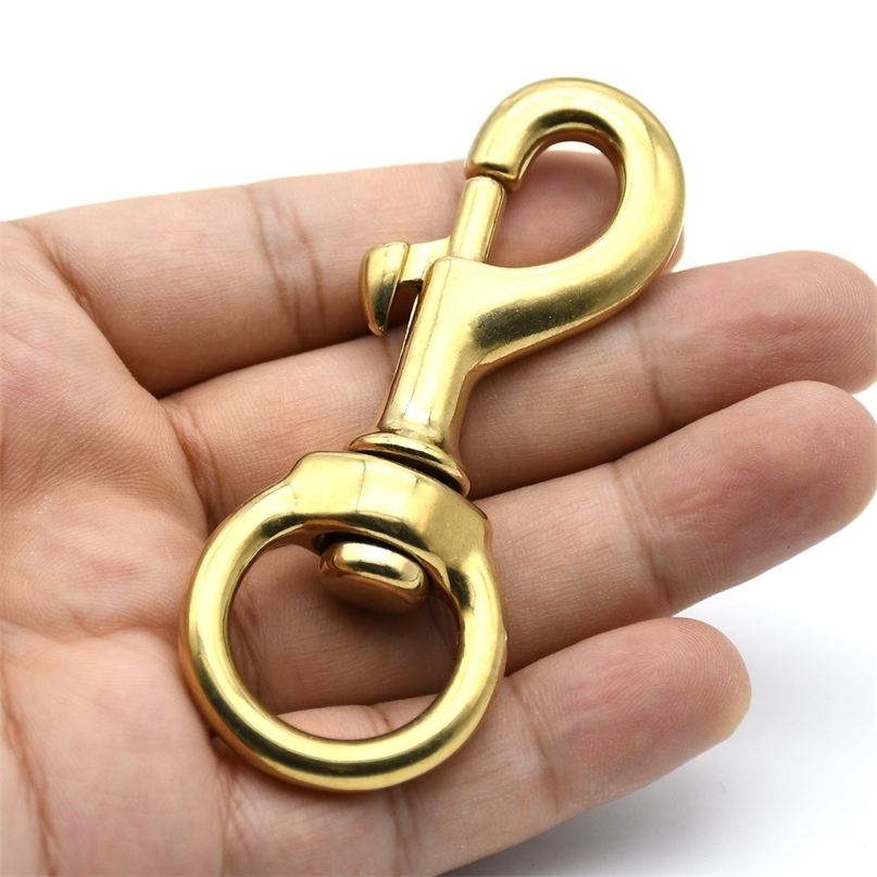 1piece Solid Brass Snap Hook Carabiner Rotatable Bolt Trigger Clip Clasp for Leathercraft Bag Strap Pet Leash Parts Accessories 260915