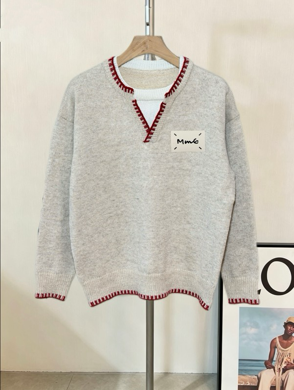 Autumn/Winter New Sweater Knitted Cardigan Geometric Jacquard Pattern Heavy Work Embroidery Letter Log Pure Cotton Unisex R411A