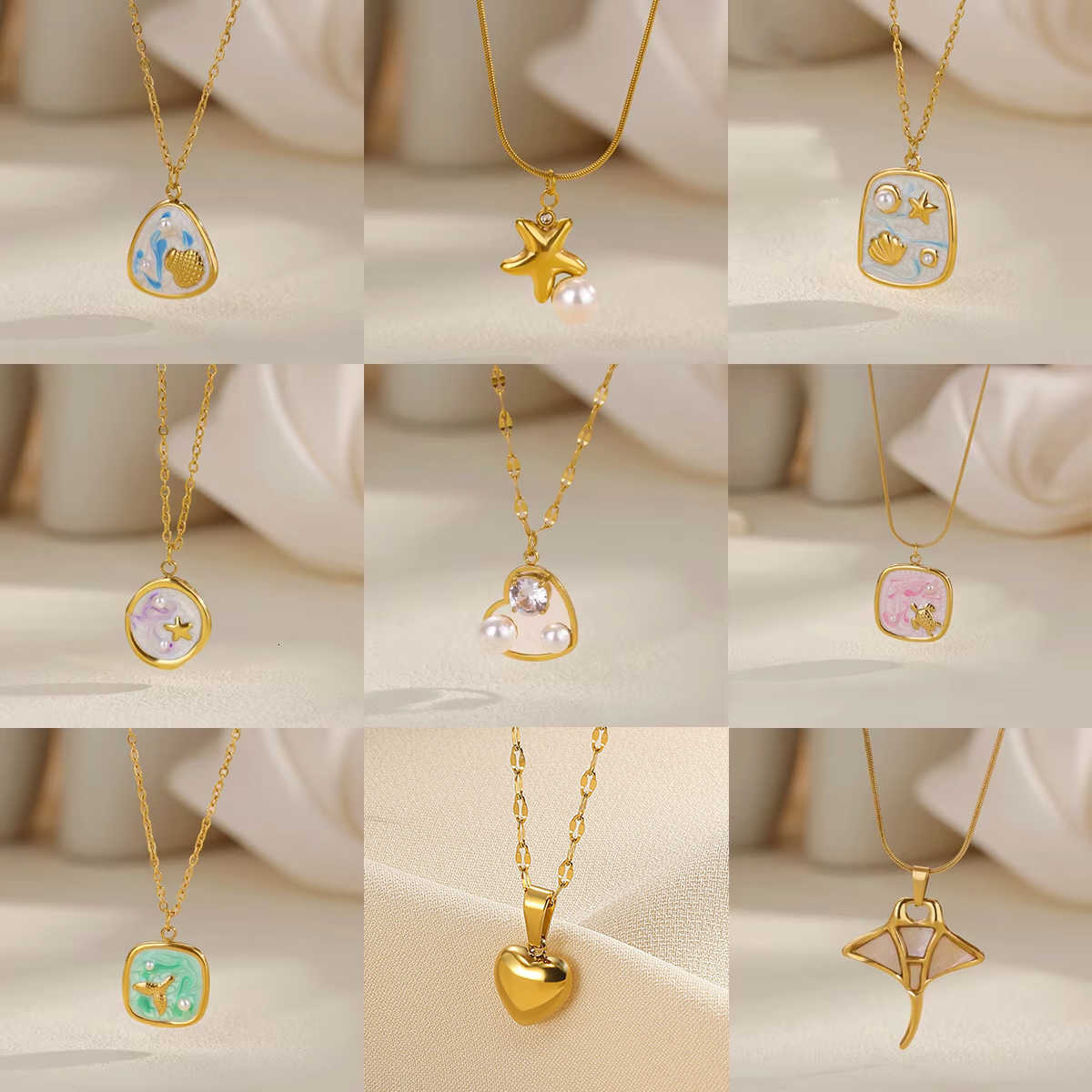 Steel Heart Stainless Star Necklace for Women Gold Color Anti Fading Choker Marine Life Jewelry Summer Vacation Accessories GiftT260916