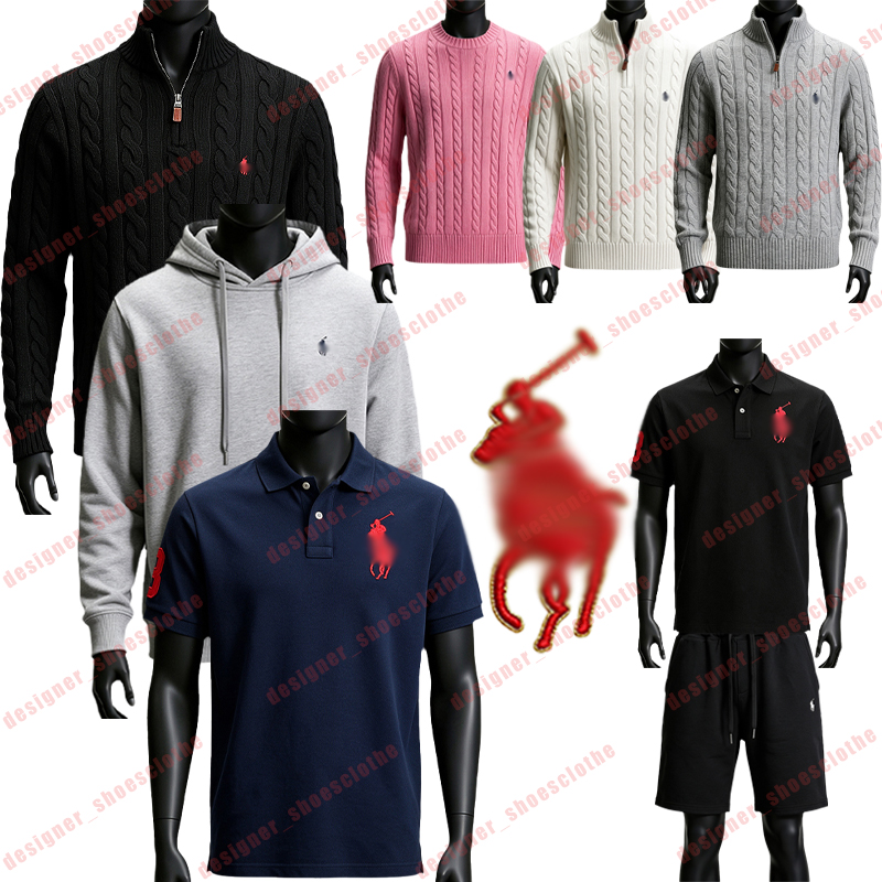 ralphlaur 4/1sweater men custom slim fit mesh shirt embroidered pony logo 100% cotton short sleeve men knitted sweater gift for men hoodie pullover