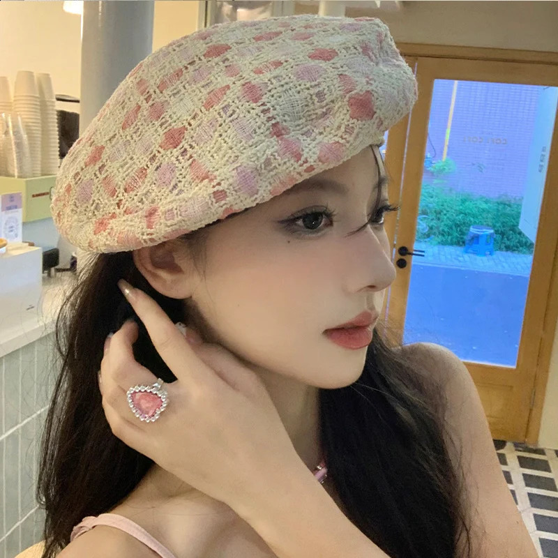 Women's y Color Combination Beret Plaid Winter Hat Beanie Hat Knitted Warm Cap For Ladies Girls Party 260916