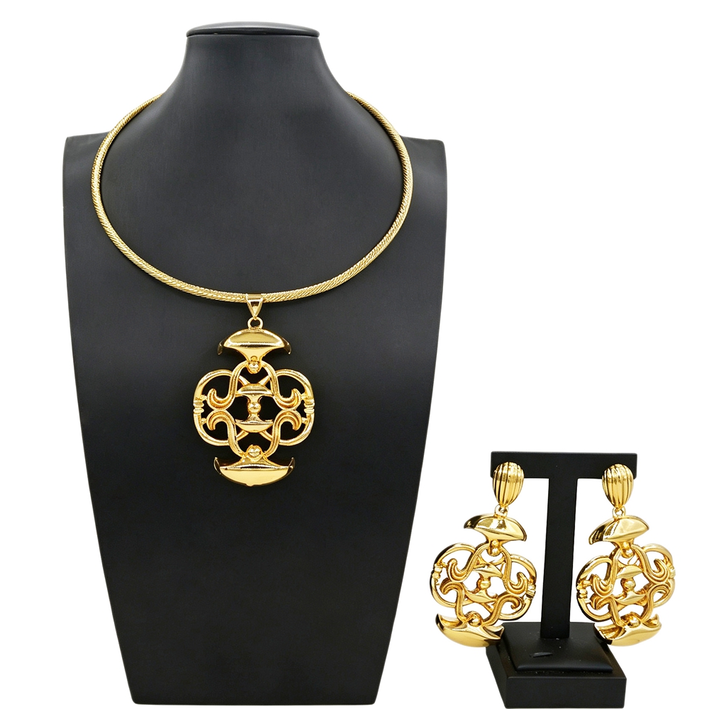 Yulaili Brazilian and Italian Gold Plated Ladies Fashion Jewelry Luxury Dubai Jewelry Sets High Quality Necklace Jewelry Set HK150014