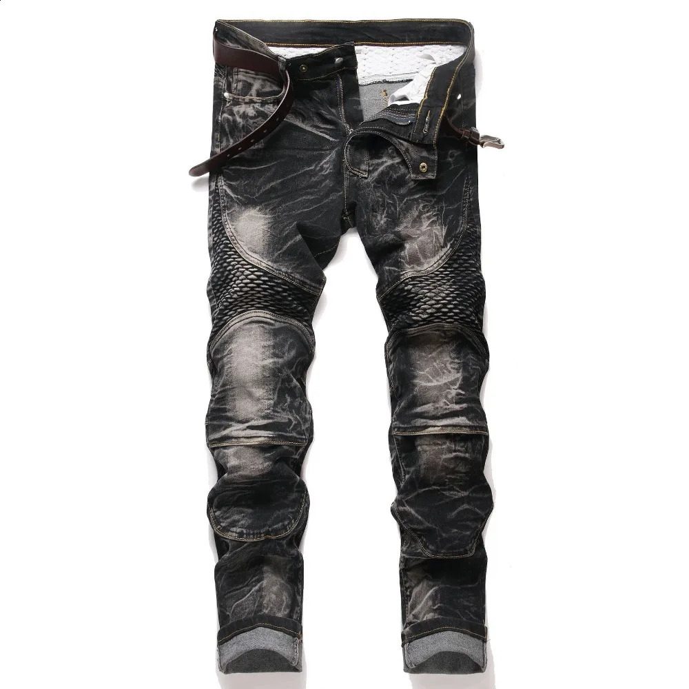 Punk Street Style Ripped Skinny Jeans Men Vintage Wash Solid Denim Trouser Mens Casual Slim Fit Pencil Denim Holes Pants 2025 260916