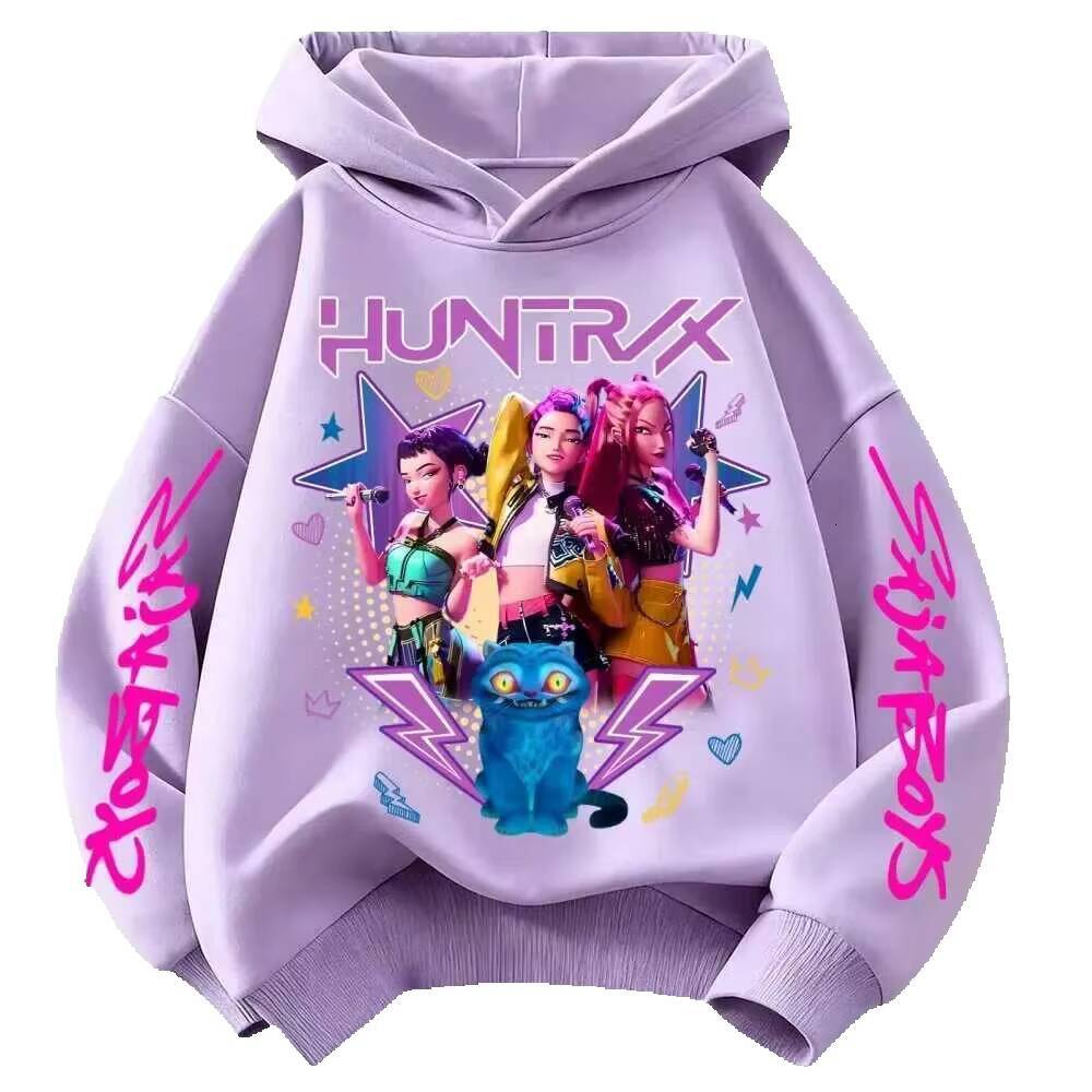 2026 New Demone Hunter Girls Pink Hooded Streetwear Autumn Cute Anime Baby Pullover Kids Y2k Kawaii Long Sleeved T Shirt Casual Clothes W251118 Toys