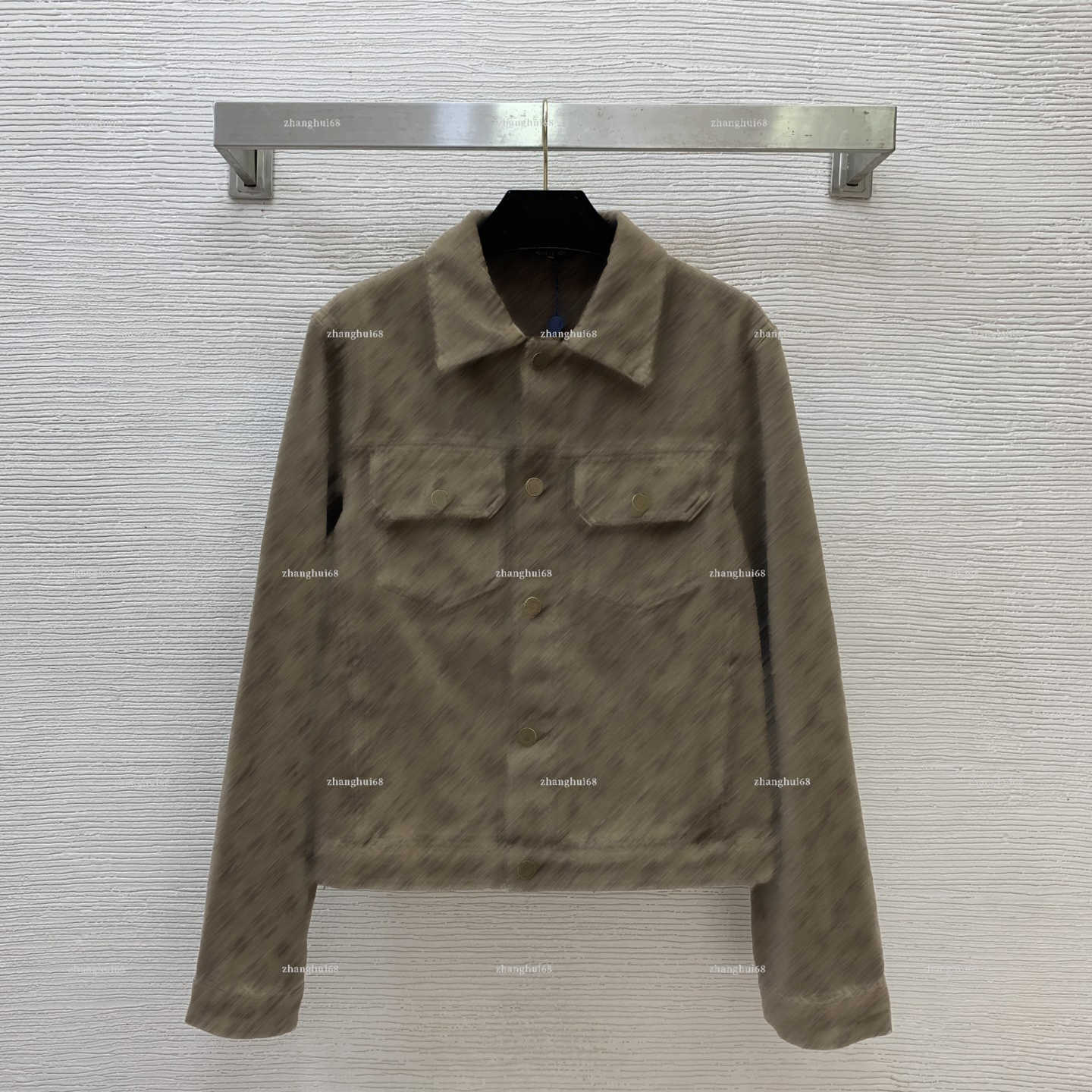Fashion Retro washed jacquard denim jacket full logo print lapel buttons pocket workwear jacket women designer clothes street casual outerwear A394X