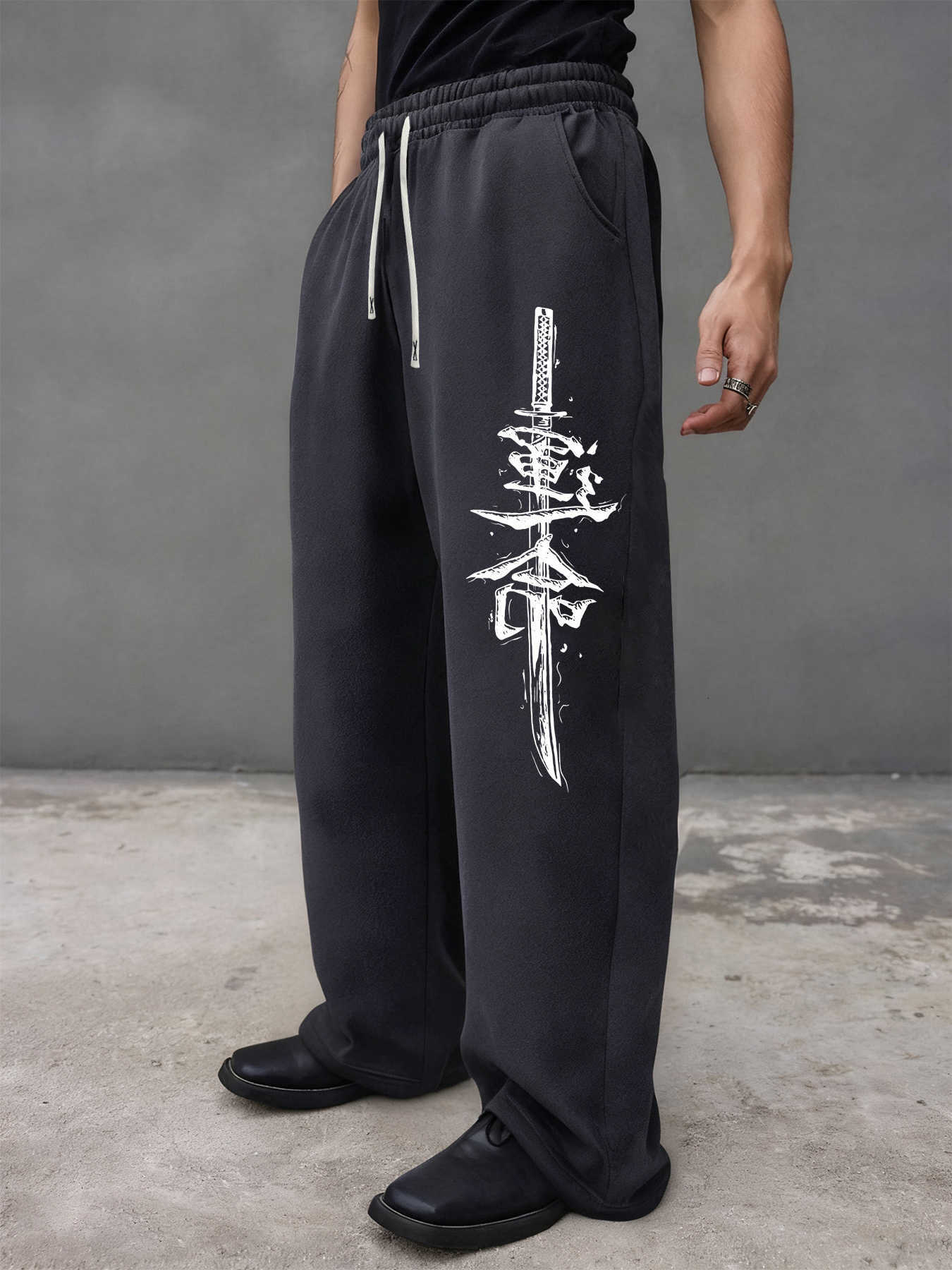 Straight Loose Graphic Leg Print Sweatpants Men Avant-garde Streetwear All-match Daily Sports Casual Trousers S-3XL D260916