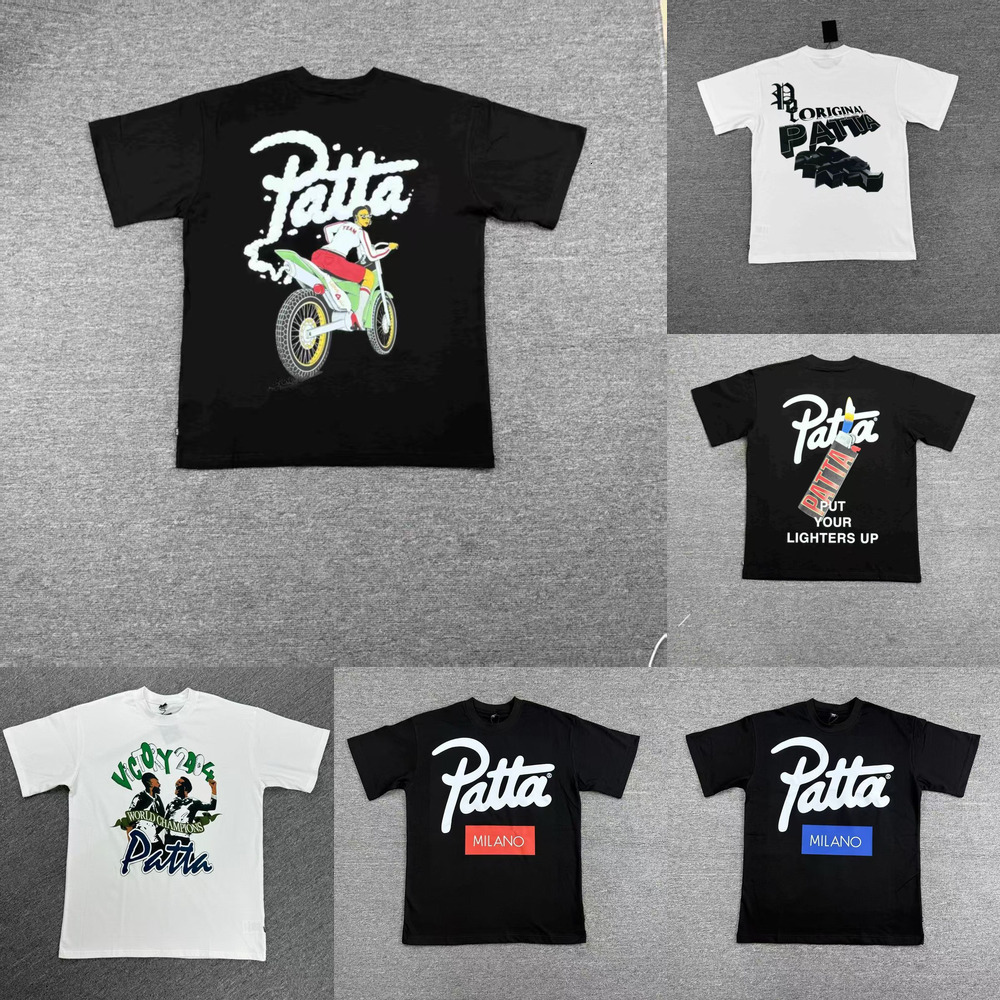 Designer PATTA Men's T Shirt Chlorophyll Anniv T shirt Black Unisex Fashion Strt Wear Pure Cotton Skin friendly Soft Breathable