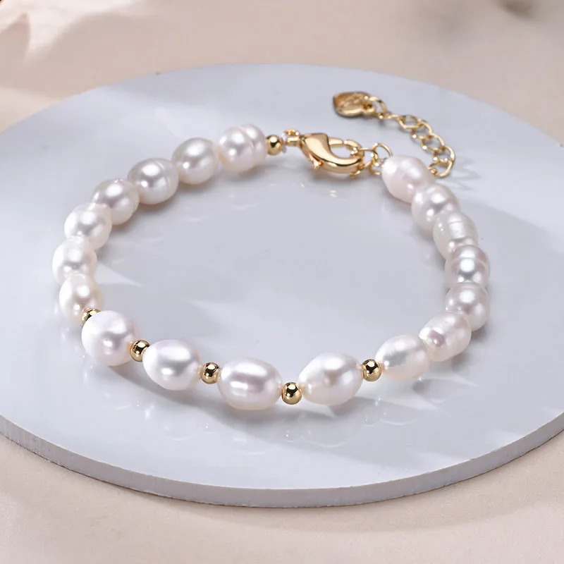Natural Freshwater Pearls Multicolored Bracelet Golden Small Beads S925 Sterling Silver Chain Fine Jewelry Gifts for Women 260916
