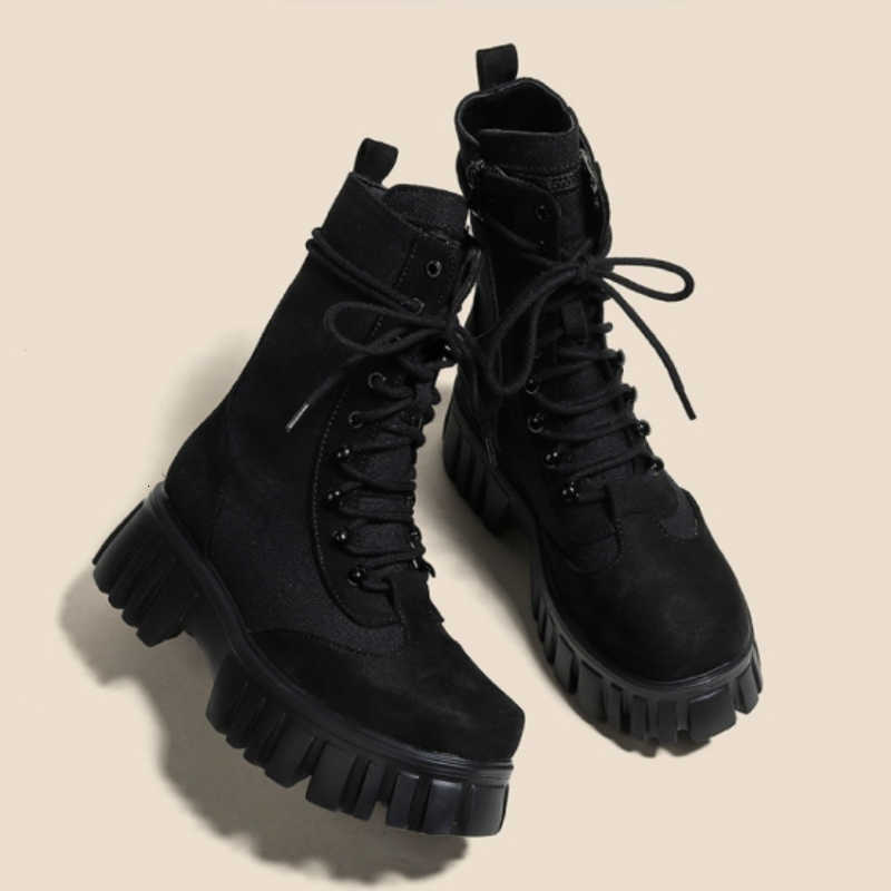 Platform Up fashion Short Lace Boots Women Winter New High Quality Round Toe Ankle Boots Casual Outdoors Non-slip Walking Boot D260916