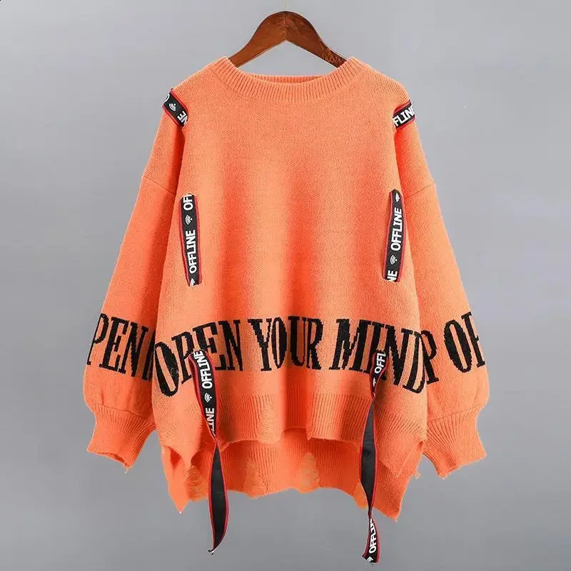 Autumn Winter Y2K Letter Sweater Women Fashion Casual All-match Jumpers Loose Knitted Pulllover Lady Top Harajuku Female Clothes 260916