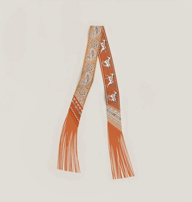 Fringed Designer Horse Twill Satin Small Silk scarf Elegant Womens Scarf Headscarf Hair Tie Ribbon Luxury Handbag Decoration Gifts 5X120CM