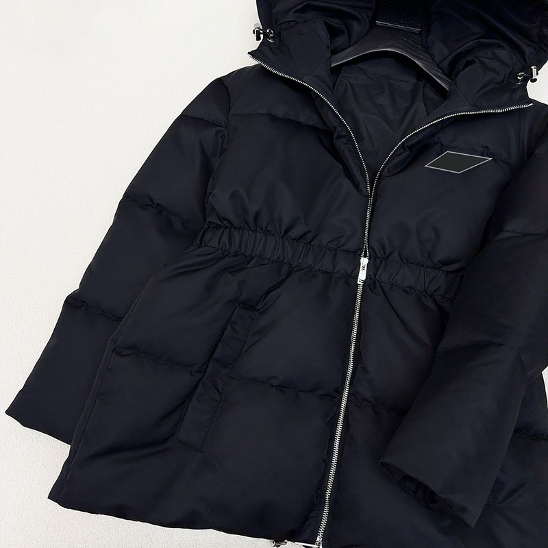 Brand Black Hooded Puffer Coat Women Long Sleeve Puffy Jacket Winter Resort Vacation Warm Outdoor Daily Coats