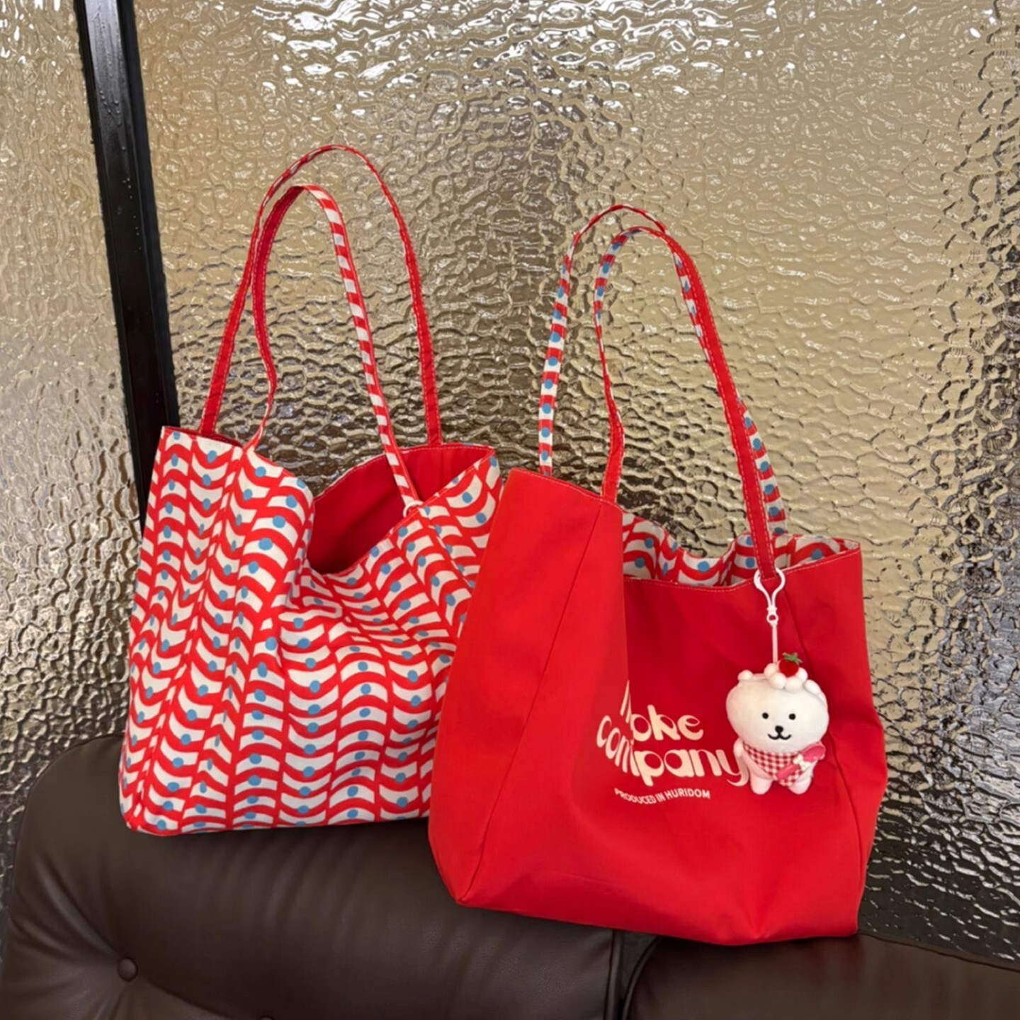 Korean Style Red Casual Plaid Canvas For Women, Large Capacity Letter Shoulder Tote Bag, Double-Sided Commuter Bag Designer Bag