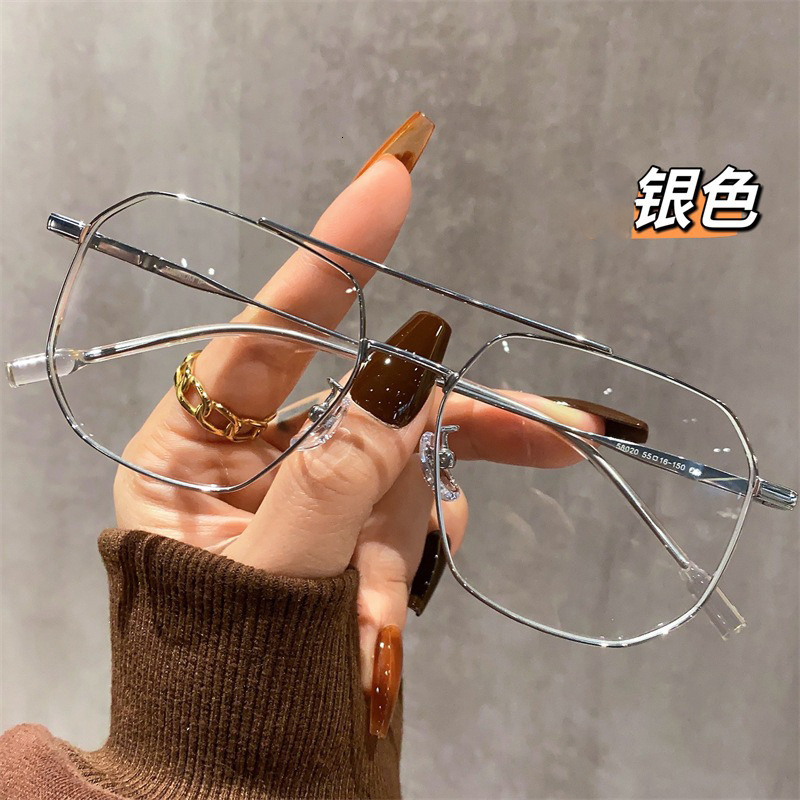 Fashion Ultra-light Pilot Double-bridge Glasses for Men, Elegant and Natural, Large Frame, Face Slimming, Prescription-Compatible, Blue Light Blocki