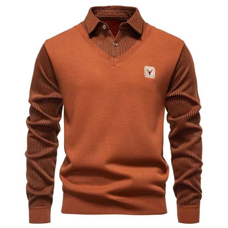 US Size Men's Polo Neck Pullover Autumn Winter Sweaters Striped Causal Shirts New Jersey Knitwear Q260915