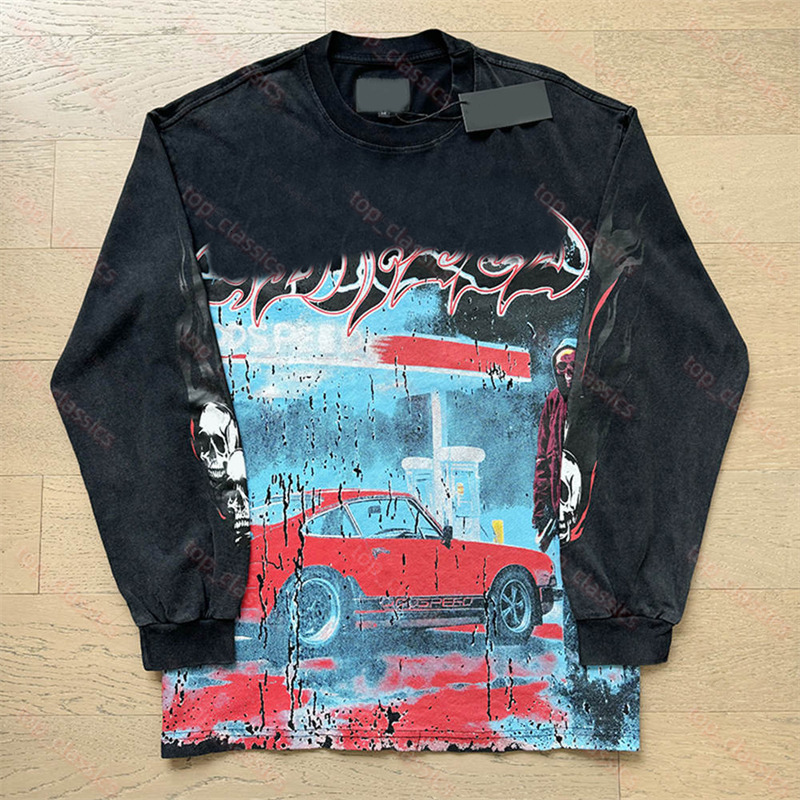Godlys Speedlys Shirt Long Sleeve Mens High Street Hip Hop Punk Y2k Shirt For Womens Designer Gods Peed Baggy Shirts Harajuku Skull Print Brand Hood