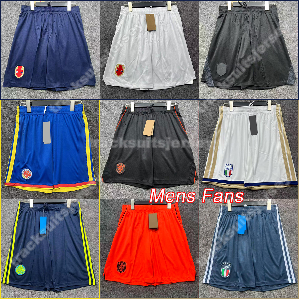 Norwayian fan version shorts 2026 2027 Colombia Italy mens football shorts 26 27 Nederland home away soccer shorts Customized with numbers