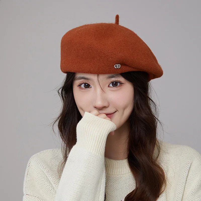 Fashion Winter Wool Beret For Women Warm Hat Female Autumn Solid Color Cap With Label Outdoor Boina Party Gift Wholesale 260915