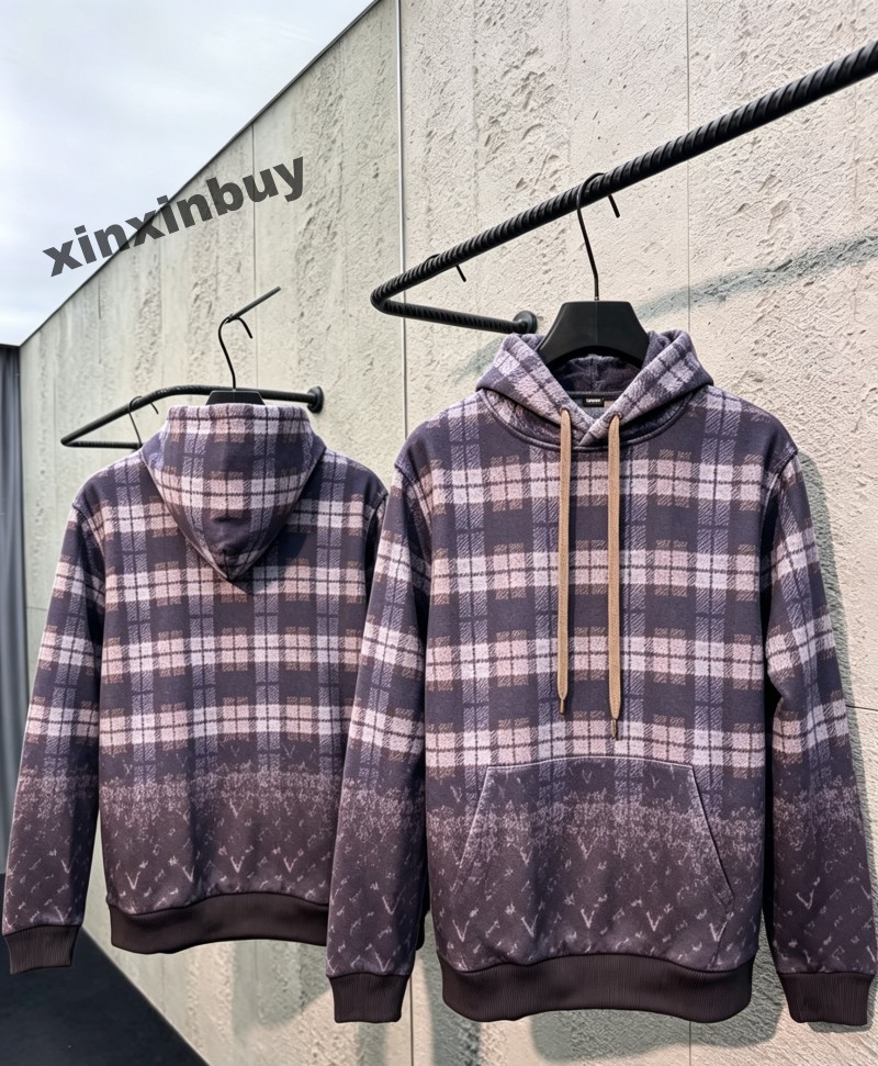 Men Plaid Gradient Sweatshirt Hoodie Designer Women Paris Letter Embroidery jacquard cotton Long Sleeve Man Paris Street green M-2XL