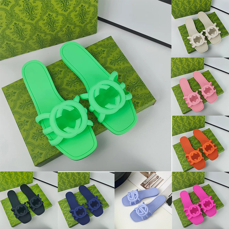 women designer sandals stylish Luxury slides rubble sole summer black white pink khaki slippers outdoor flat beach comfortable sandal womens shoes