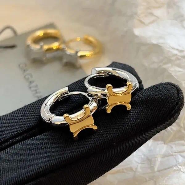 Collections 2026 Summer Women's French inspired Retro Arch themed Metal Earrings fashion jewelry Classic Circle Earrings