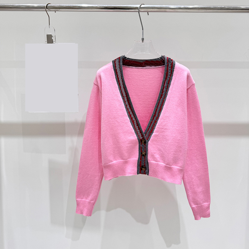 Sexy Deep V Button Cardigan Women Knitted Long Sleeved Crop Sweater Jacket Luxury Y2k Party Versatile Knitwear