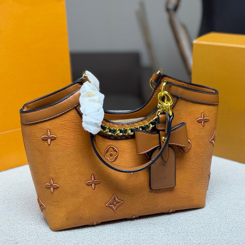 10A Designer Fashion Ladies Mabillon Embroidered Chain Tote Bag Shoulder Bag Paired with Leather Chains and Bow Tags for Decoration In Multiple Colo