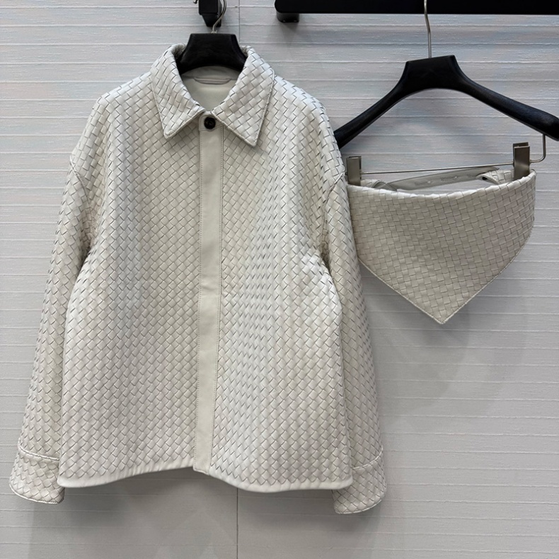 Luxury Women Minimalist Woven Shirt Jacket Classic Button Down Coat Autumn Winter Street Dinner Party Vacation Outwear