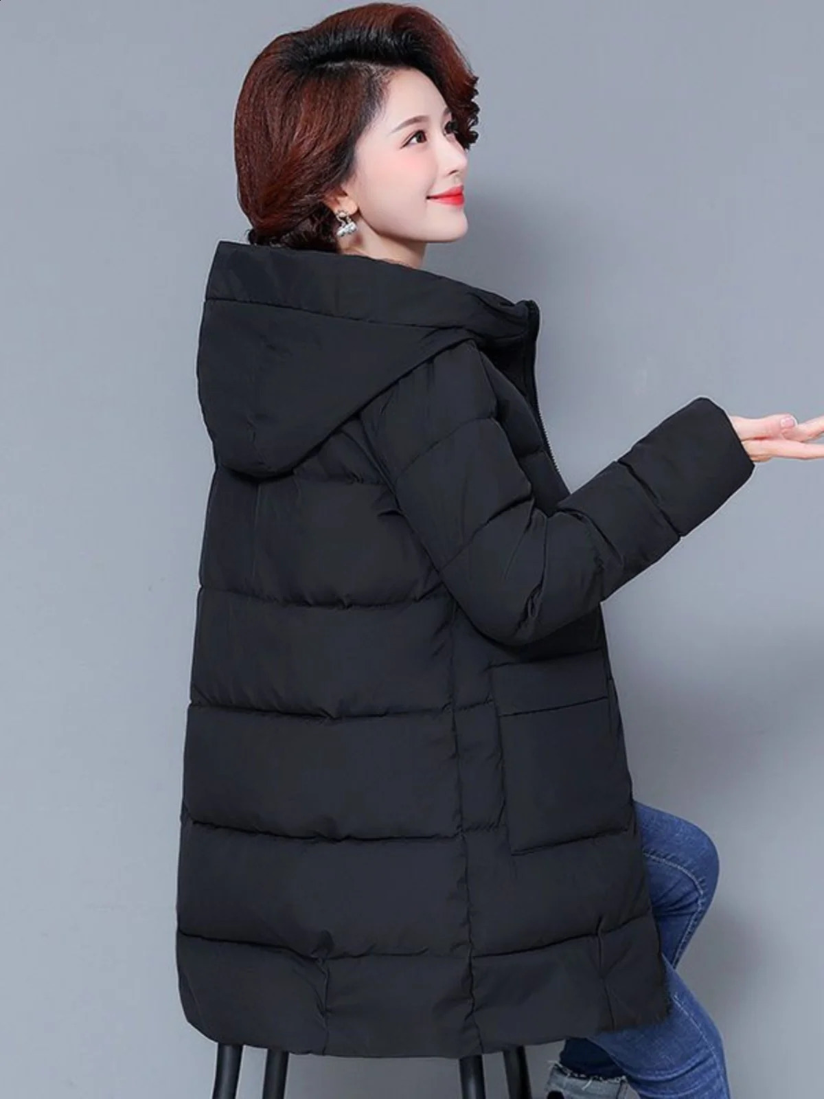 Thiened plus Size Winter Coat for ly Women down Cotton Jaet 70 Mommy Sle andmother Clothes Warm Casual Zipper 260916