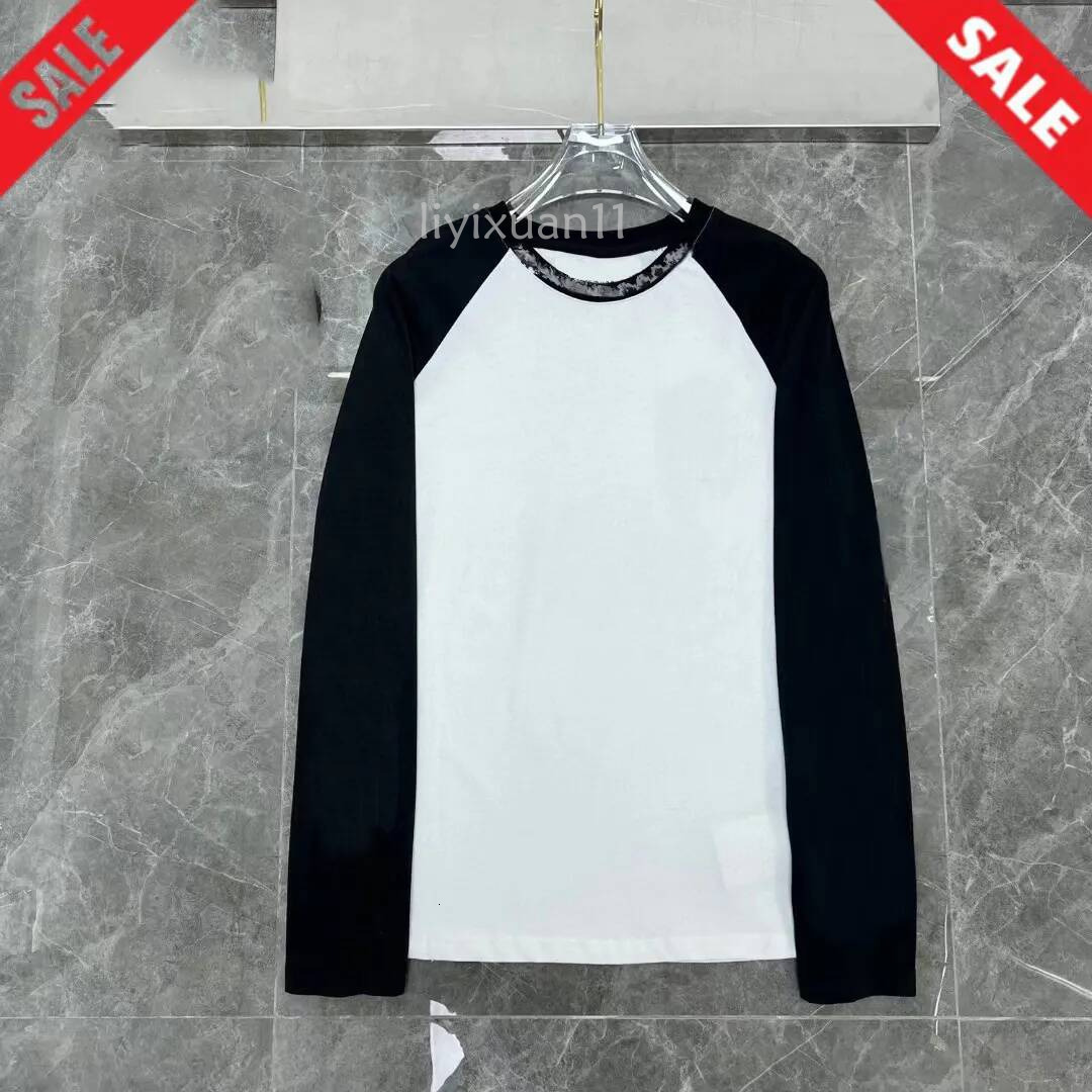 chrome fashion men t shirt tshirt mens Hip hop loose long sleeves tees classic printed pattern design mens black white shirts edf