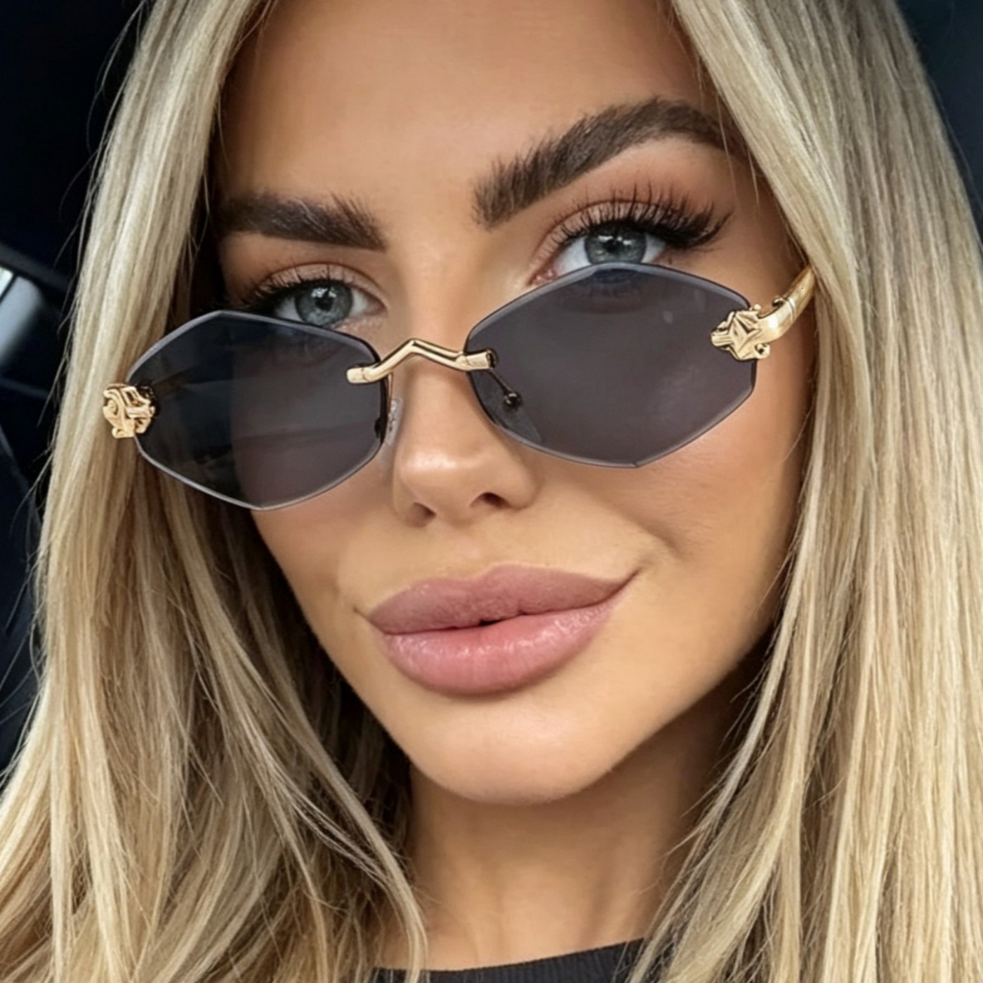 Y2K Luxury Brand Frameless Edge-cut Sun Glasses, Outdoor Street Sunglasses for Women Men Vintage Gradient Metal Shades Eyewear J260916