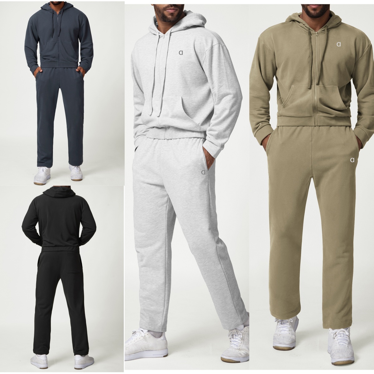 A2924 Hommes 3D Argent Sports Loisirs Maison Trajets Fitness Sweats À Capuche Mode Cardigan À Fermeture Éclair Veste À Capuche Loisirs Pantalons