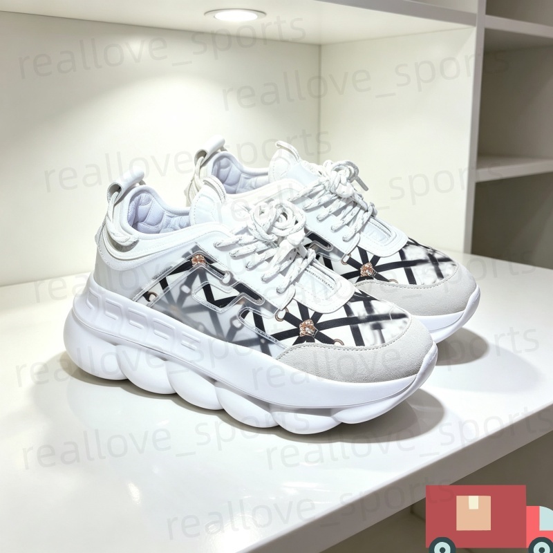 High Quality Chain Reaction Chainz Designer Shoes Men Women Luxury Black White Blue Grey Suede Twill Chunky Platform Sneakers hiking shoes M1