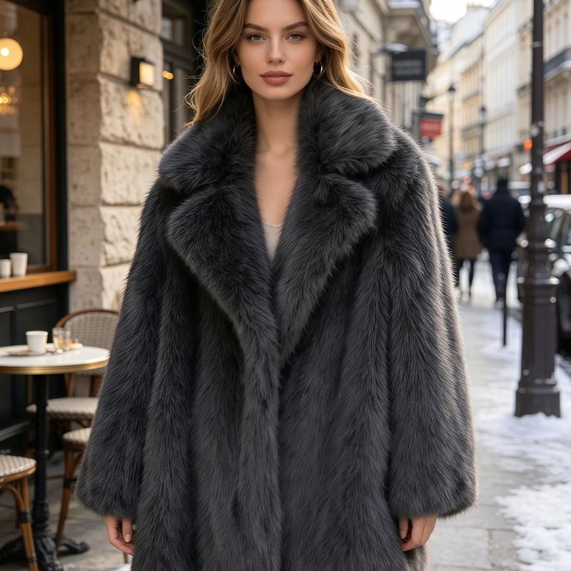 Manteau mi-long chic ouvert sur le devant pour femme, large revers, manches longues, silhouette décontractée, vêtements d'extérieur tendance pour