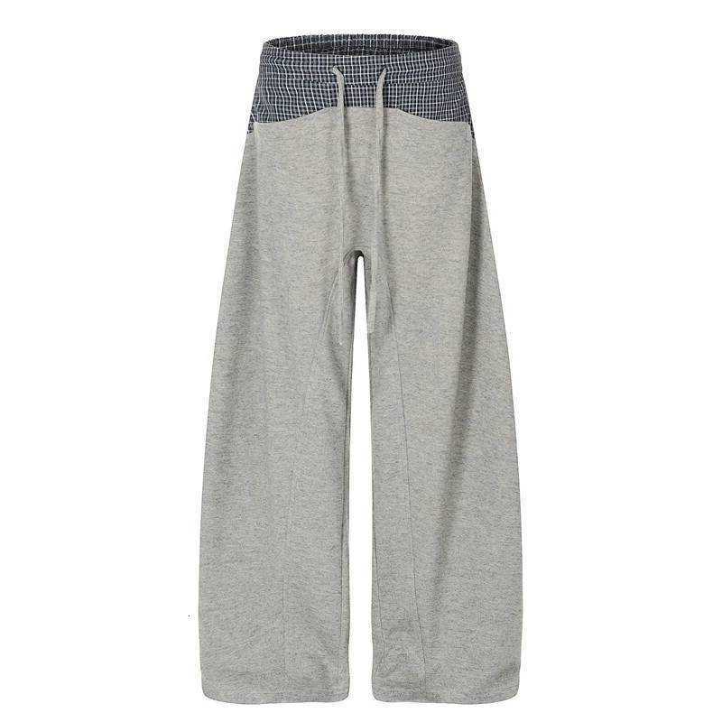 Plaid IEFB Men's American Style Patchwork Drapey Sweatpants Trendy Design Loose Versatile Casual Long Pants Loose Trousers X3507 D260916
