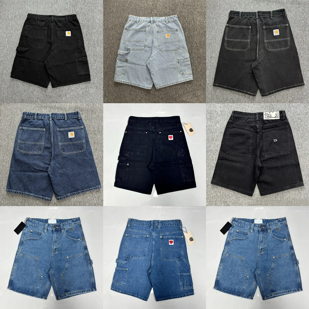 Men's Vintage Workwear Carpenter Denim Shorts Street Casual Loose Summer Jorts Cargo Jeans Shorts