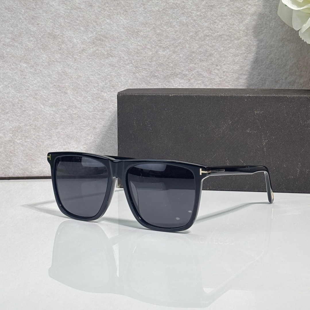 Men Luxury Large Square Acetate Sunglasses Glossy Frame Inlaid Gold Line Temple Metal Tag UV400 Solid Color Lens Classic Outdoor Driving Eyewear